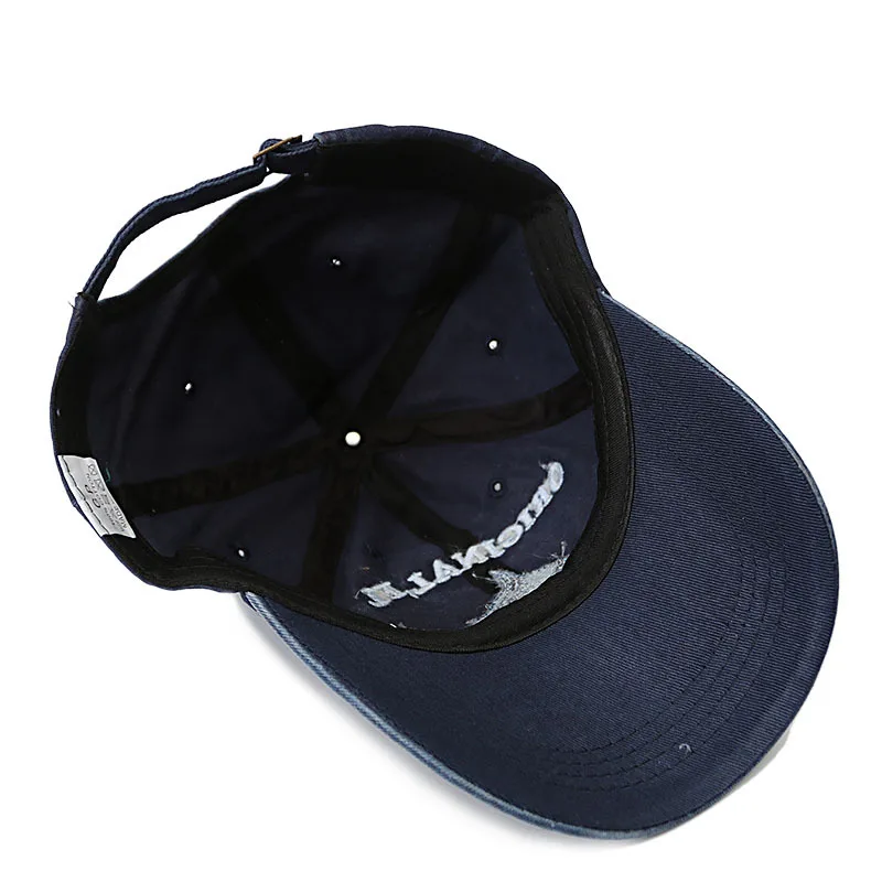 Embroidery Washed Cotton Shark Dad Hat for Men Vintage Baseball Cap Hip Hop Curved Fishing Cap Summer Fish Snapback Women Hat