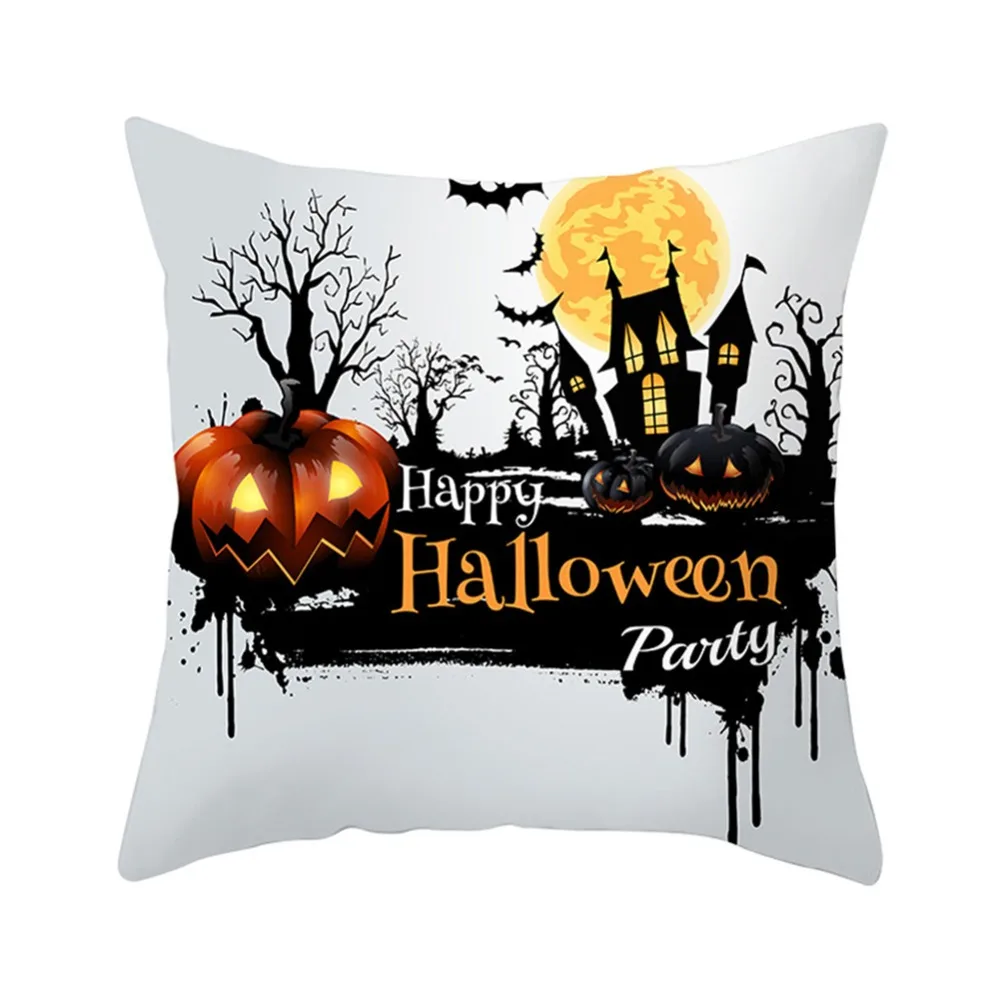 4 Pcs 18*18in Halloween Pillow Covers Pumpkin Decorative Throw Pillowcase/Pumpkin face Peach Skin Velvet for Home Car Sofa Decor