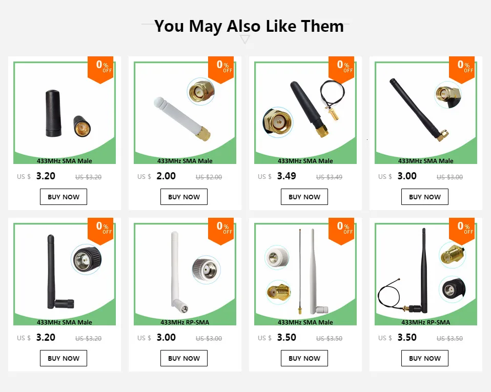 2pcs 433Mhz Antenna 5dbi GSM 433 mhz RP-SMA Connector Rubber Lorawan antenna+ IPX to SMA Male Extension Cord Pigtail Cable