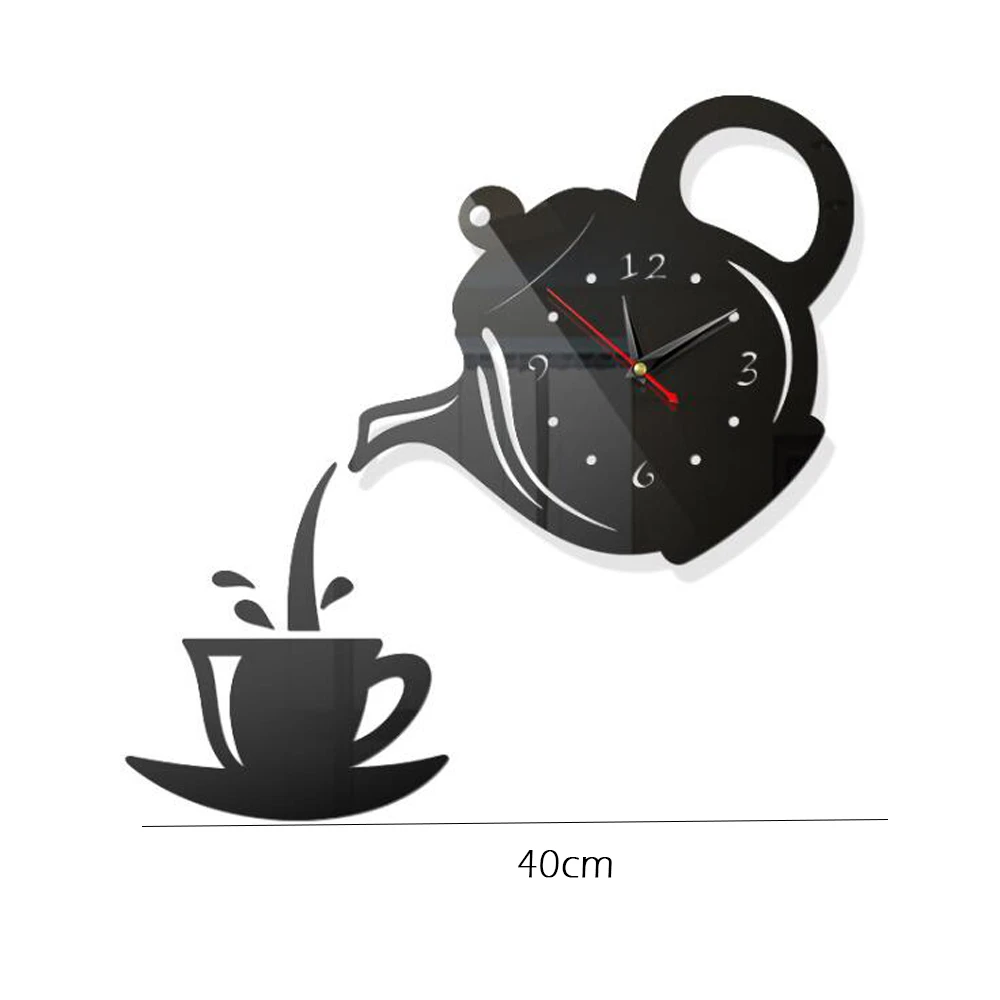 Creative Diy Acrylic Teapot Coffee Cup 3d Wall Clock Decorative Kitchen Wall Clocks Living Room Dining Room Home Decor Clock Wall Clocks Aliexpress