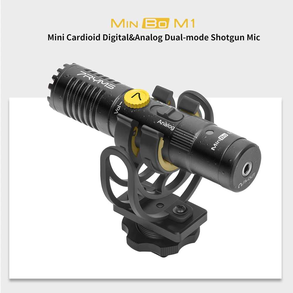 M1 Mini Cardioid Condenser Smartphone Microphone On-Camera Mic Digital & Analog Dual Modes Real-Time Monitoring Photo Studio