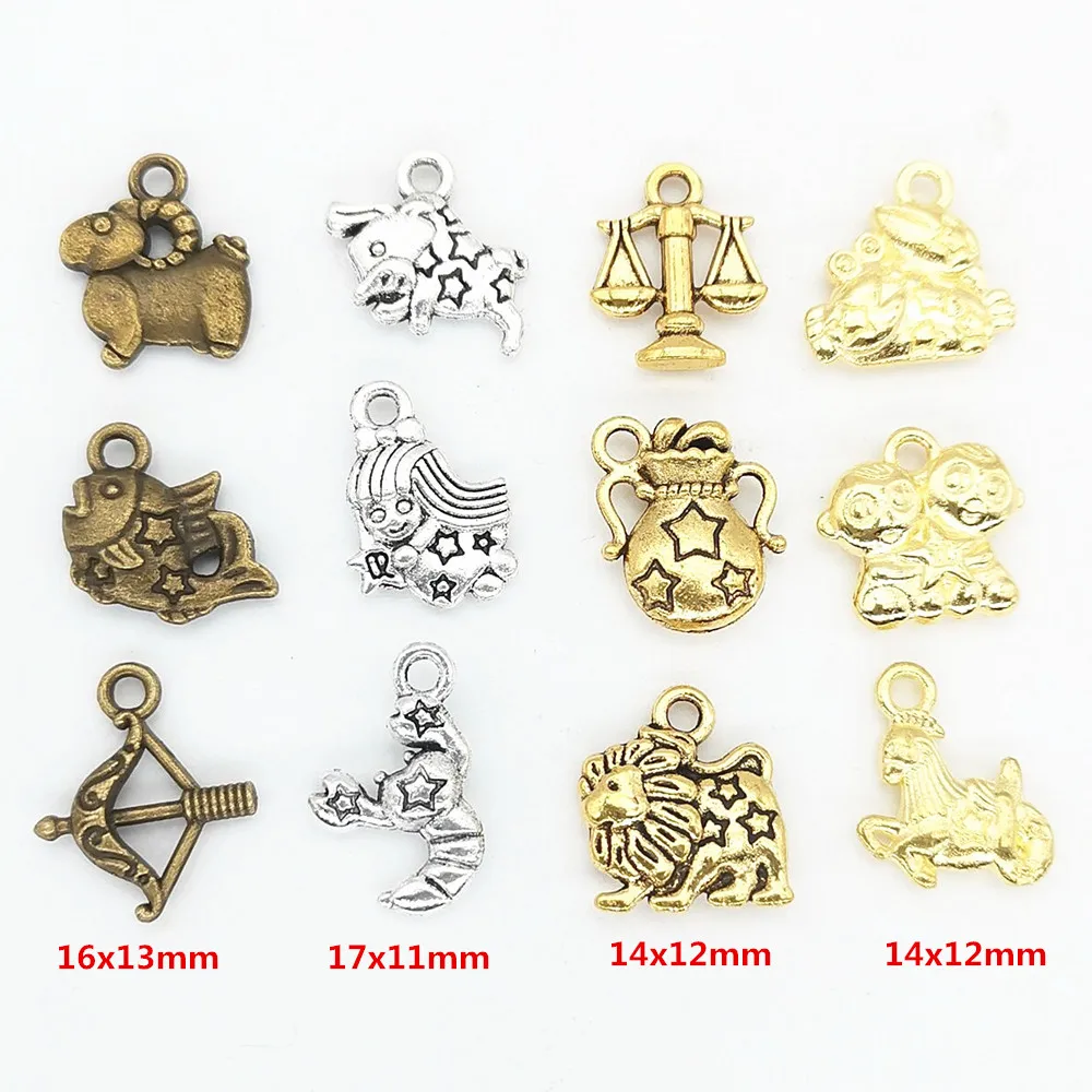 

72 pieces of retro constellation animal owl pendant zinc alloy pendant DIY European style jewelry making