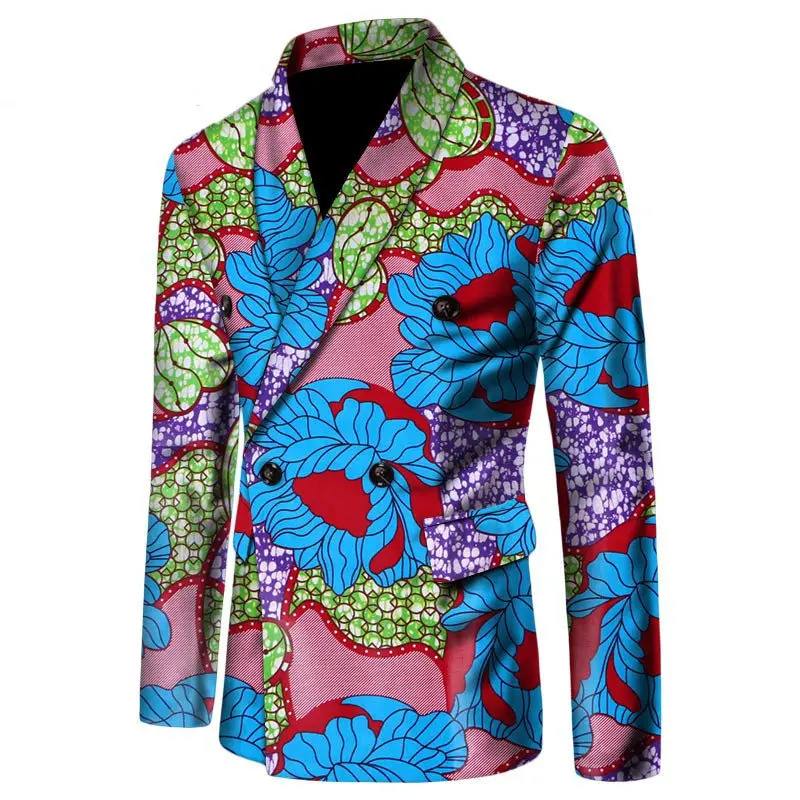 Маскарадный пиджак африканская мужская одежда пальто с длинным рукавом Африканский принт Slim Fit мужской костюм пиджак мужской Базен Riche пальто Топы WYN190 - Цвет: 18