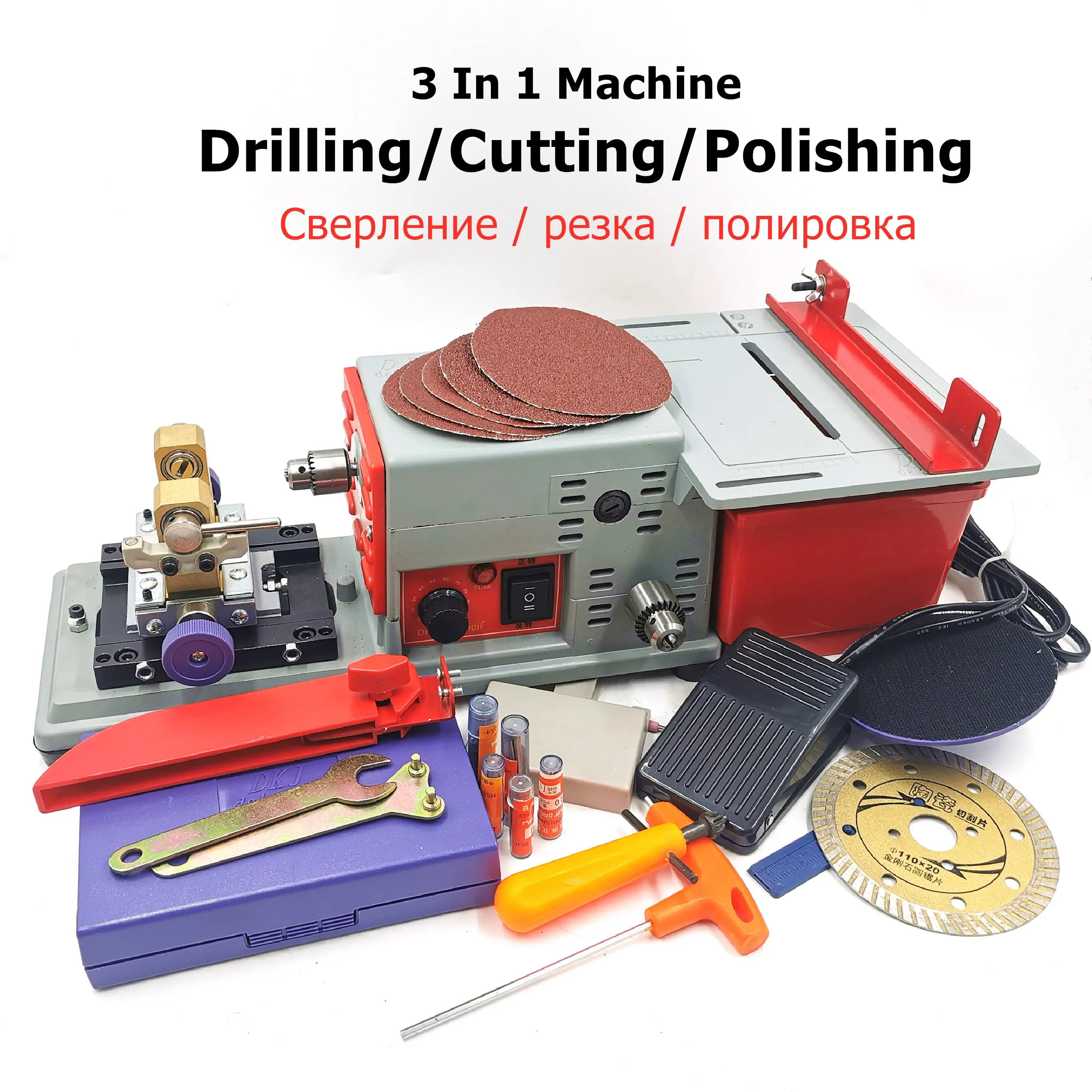 

220V 680W Stone Pearl Drilling Machine Jewelry Making Equipments Beading Polishing Machine Holing Table Saw Cutting Machine