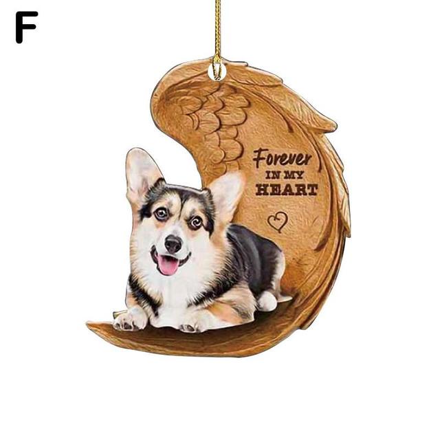 Funny Dog Sleeping Angel Acrylic Wing Dog Hanging Ornament Cartoon Car Pendant Bag Keychain for Rear View Mirror Decoration