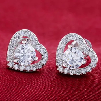 

real 925 Sterling Silver AAA Zircon stud Earring for women Brinco fashion trendy gift wedding Christmas jewelry E710