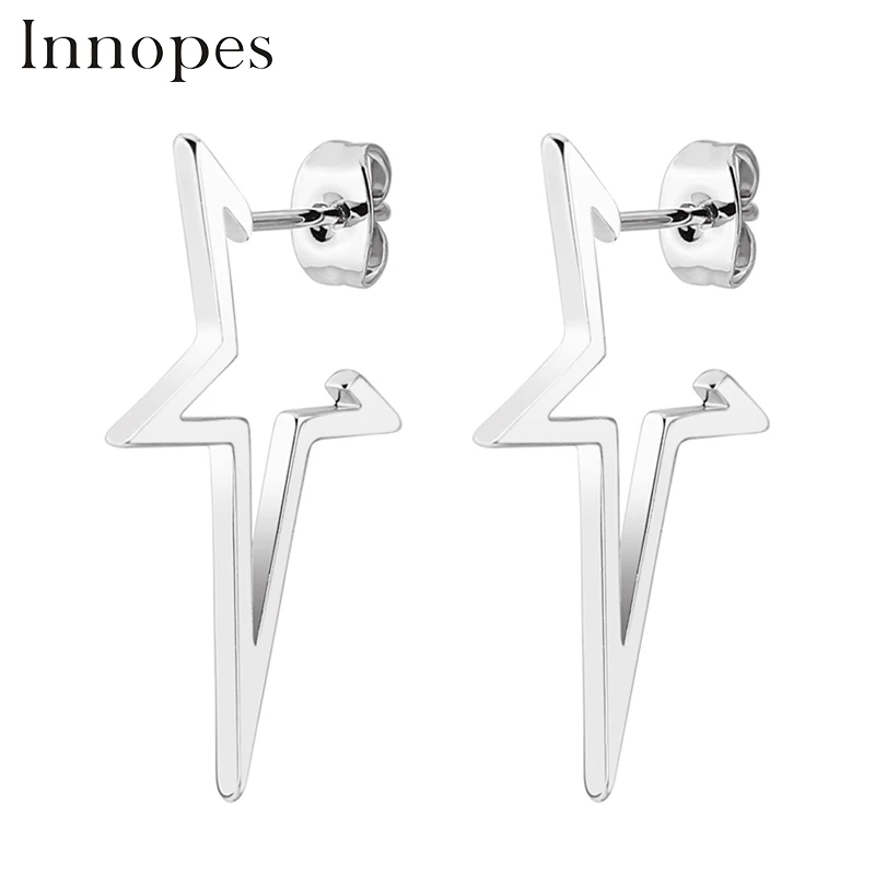 Innopes корейский Креативный дизайн золотые звезды серьги Индивидуальность геометрические неправильные круг квадратная серьга для женщин мужчин