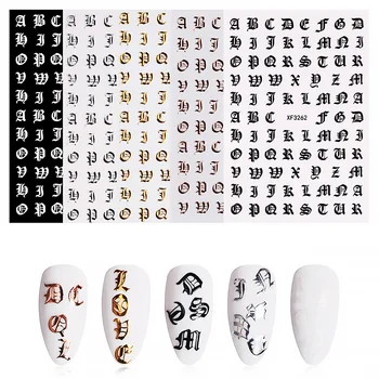

3D Nail Art Letter Sticker DIY 5 Colors Alphabet Decals Manicure Beginners Paster