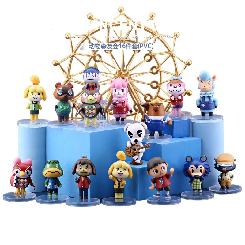 

16pcs/set Animal Crossing New Horizons Animation PVC Model Toy Cake Furnishing Articles For Christmas Gifts