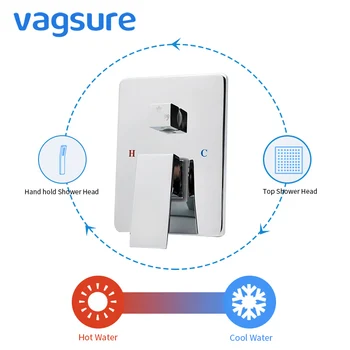 

CUPC Certified Concealed Brass Chrome Shower Bath Faucet 2 Way Shower Control Mixing Valve Faucet Wall Mounted Bathroom Shower