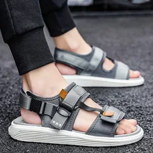 Г., новые стильные мужские летние сандалии модные повседневные шлепанцы разноцветные Студенческие сандалии трапециевидной формы