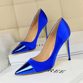 

Stitching pointed high heels 2019 spring and autumn new stiletto shoes