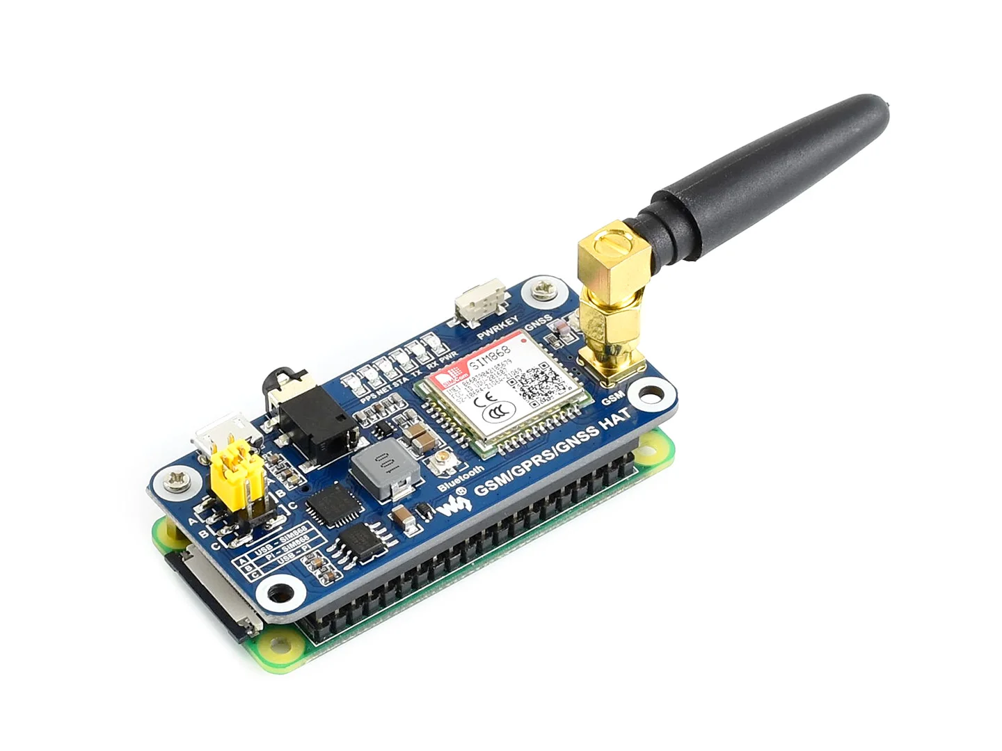 Aihasd SIM868 GSM GPRS GNSS Bluetooth 3,0 шляпа для Raspberry Pi 2B/3B/Zero W Поддержка SMS Телефонный звонок CP2102 UART WS0005