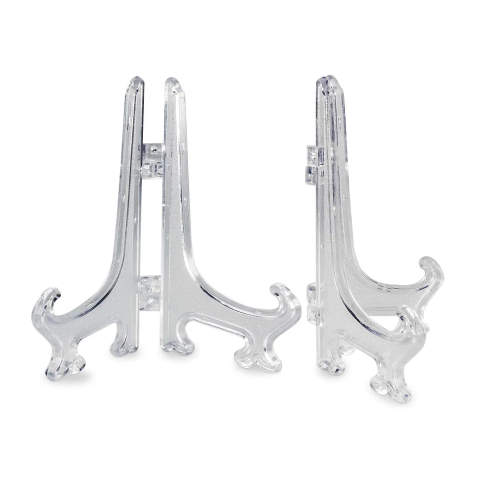 10 Supports De Plaque/photo En Plastique Transparent - Charnière Réglable, Taille 17,5 Cm (petit) Ou 20 Cm (grand) - Pour Présentation Cadre, Assiette, Décoration