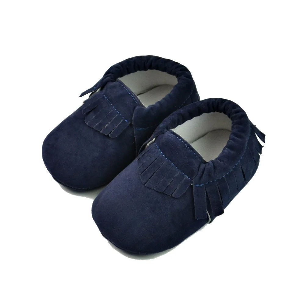 Популярные мокасины из искусственной замши для новорожденных мальчиков и девочек; Мягкие Мокасины; обувь с бахромой на мягкой нескользящей подошве; обувь для малышей