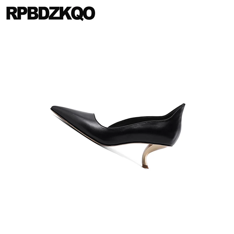 Scarpin сандалии Размер 4 34 женские туфли-лодочки обувь для офиса черного цвета Для женщин кожаные лодочки на высоком каблуке, острый носок белый ненормальным тонком каблуке 3 дюйма