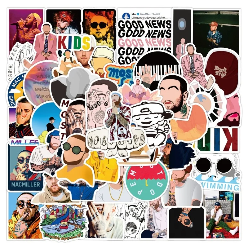 50 шт. американский рэпер певец Mac Miller наклейки водонепроницаемые DIY ноутбук багаж
