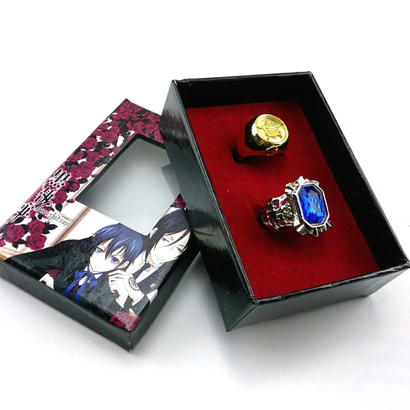 

Anime Black Butler Metal Ring Ciel Phantomhive Sebastian Michaelis Pendants Cosplay Accessories Prop Collectible Gift In Box