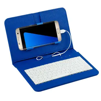 

Kuulee General Wired Keyboard Flip Holster Case For 4.8-6.0" Mobile Phone Table Stand Protective PU Case