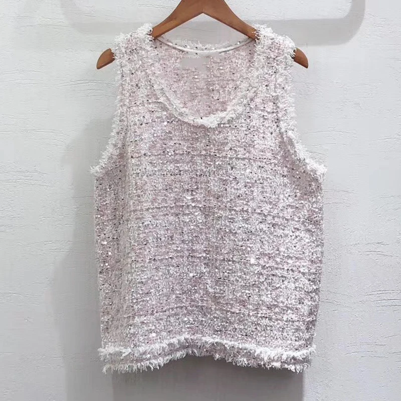 

Women Retro Tweed Fashion Vest O-neck Sleeveless Elegant Solid Vests Pullovers 2019 Office Lady Vest