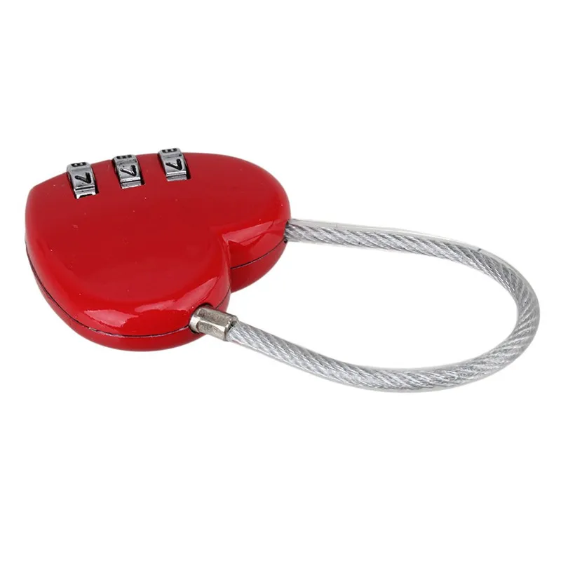

Heart Shaped portable Cute Resetable Combination Padlock Locking Tools 3 Digits Security Small Suitcase Padlock Red Color gift