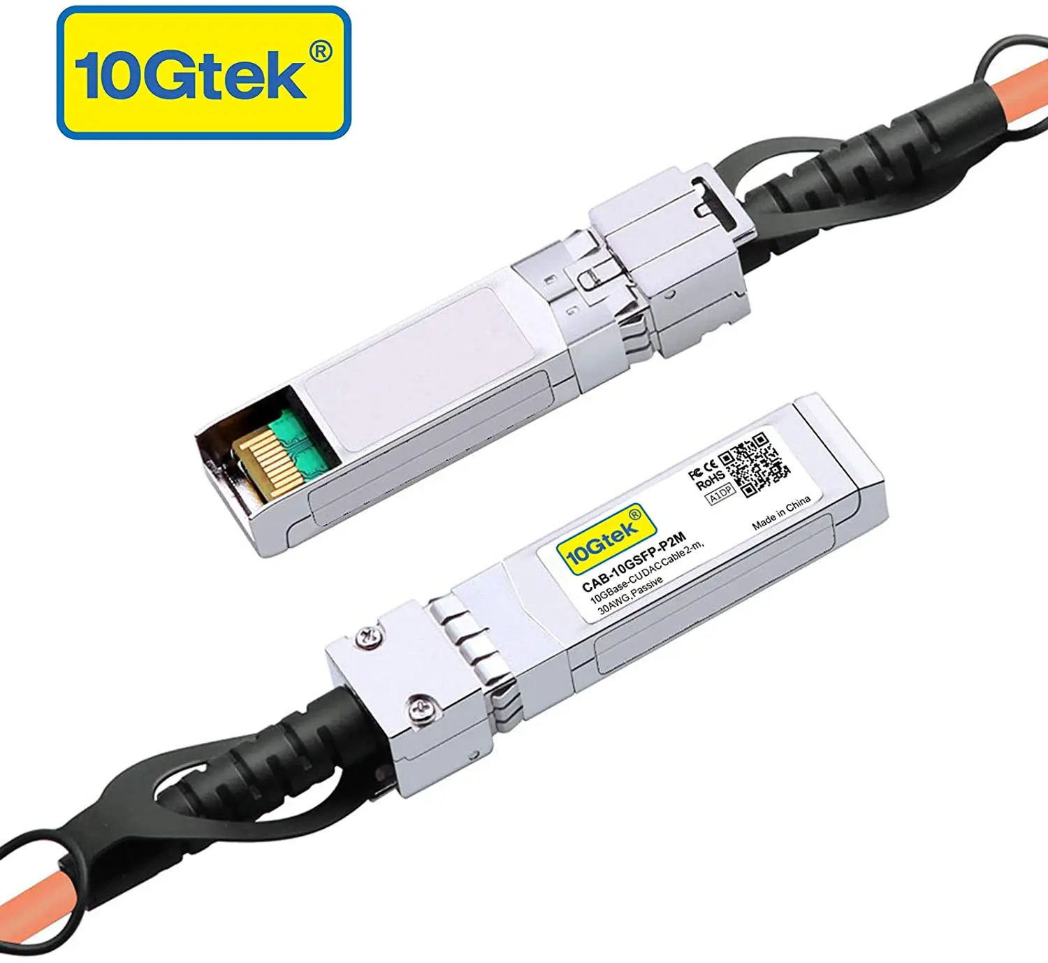 [Orange] Colored 10G SFP+ DAC Cable - Twinax SFP Cable for Cisco SFP-H10GB-CU1M, Arista, Ubiquiti, ZTE Devices, 1-Meter(3.3ft)