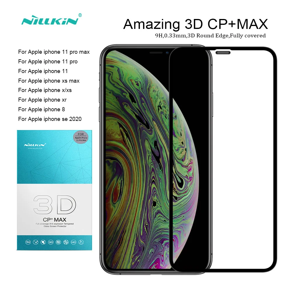 For iphone se 2020 Glass iphone 11 pro iphone xr/xs Max NILLKIN Amazing 3D CP+MAX Full Coverage Tempered Glass Screen Protector