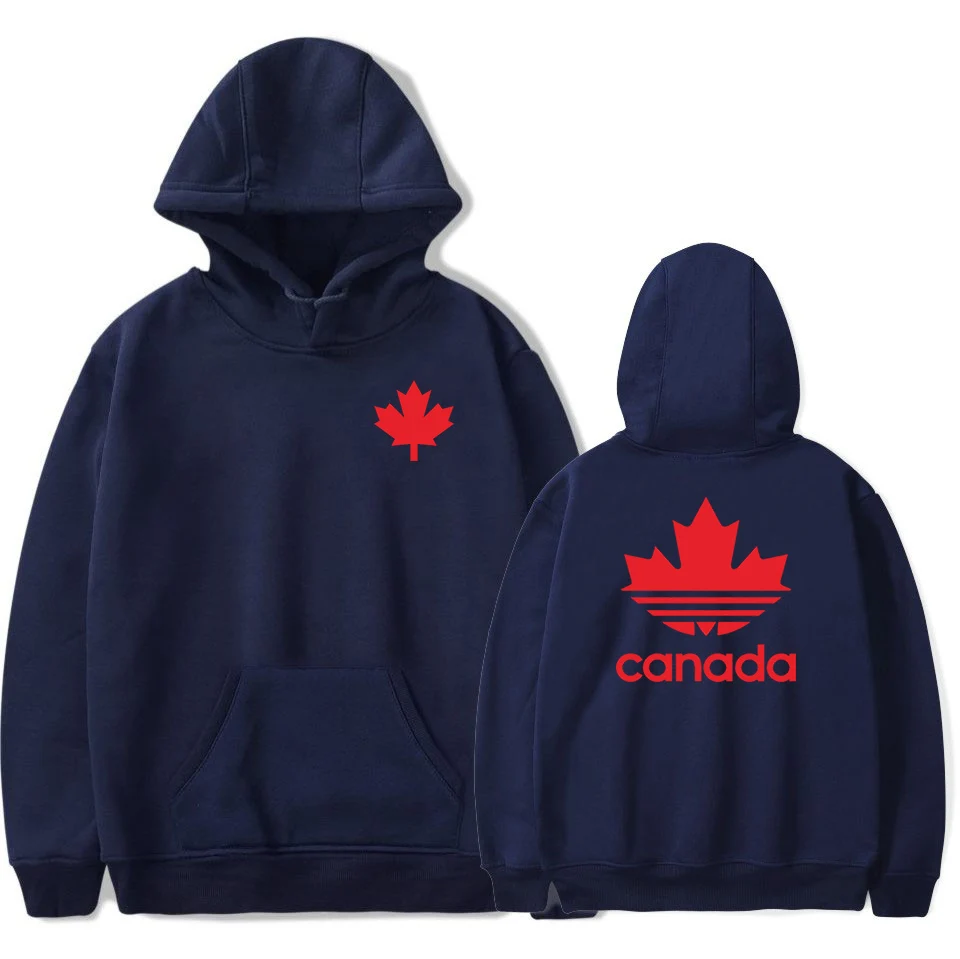 Новейший канадский пуловер с принтом кленовых листьев, толстовка унисекс высокого качества в стиле хип-хоп, уличная одежда размера плюс, толстовки - Цвет: Navy-red