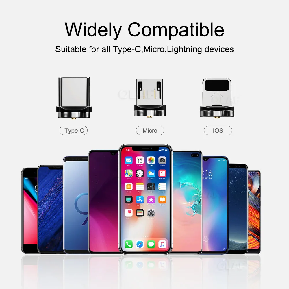 OLAF L-Line Магнитный зарядный кабель 90 градусов светодиодный кабель для iPhone XS Max 8 7 6 Plus и кабель Micro USB и кабель usb type-C USB C