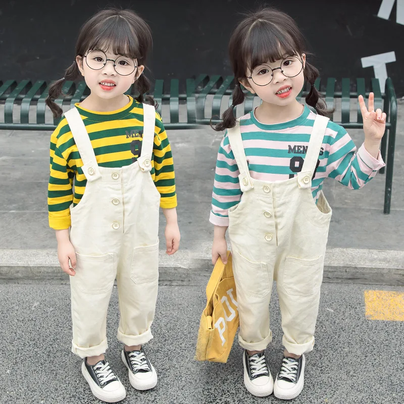 

Baby Girls Autumn Clothing Suit 1-3-Year-Old 2 Small Girls Spring And Autumn Long Sleeve Suspender Pants 4 GIRL'S Western Style