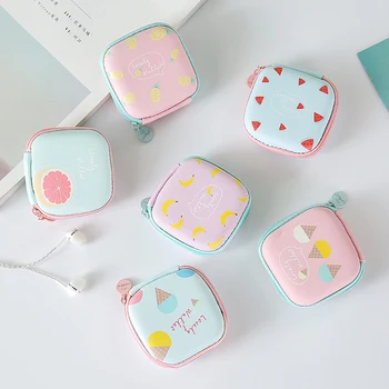 

6 Styles Portable Cartoon Women Coin Purse Cute Headset Bag Female Earphone Headphone Line Pouch Earbuds Bag Accessories