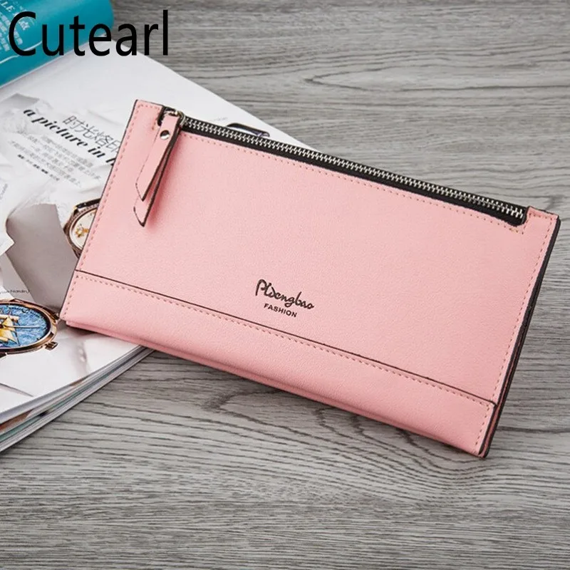 

Female Double Zipper Long Wallets Design Portable Clutch Bag Fallow Women Letter Card Holders Ladies Carteras Purses Femlae PU