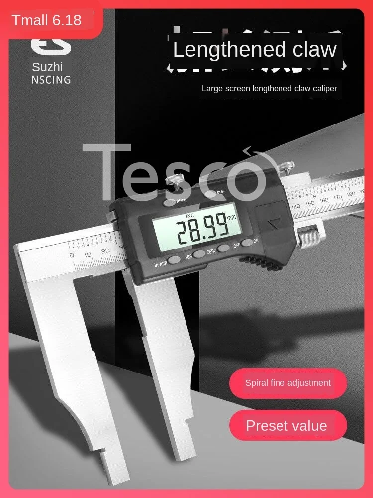 

Large range electronic digital display vernier caliper long claw 0-500mm high precision extended claw 300 caliper 600