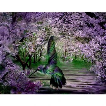 

New 5D Diy Diamond Painting Cross Stitch Full Drill Square Resin Mosaic Diamond Embroidery Hummingbird Rhinestones Needlework