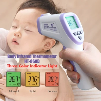 

50PCS/LOT Infrared Thermometer Digital Electronic Forehead Thermometer Gun Adult Body Fever Thermometer HD-860D High-Precision