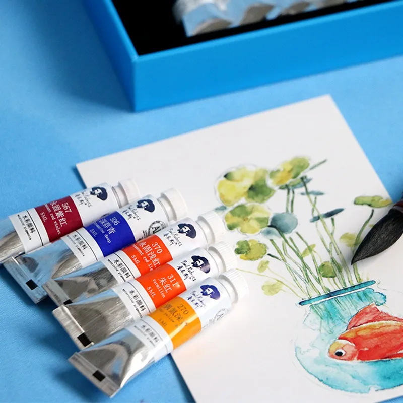 Watercolor Painting Set Watercolor Paint Watercolor Pigment Paul Rubens 5ml 18/24/36 Colors Watercolor Paints Tube Set Water Color Paint Pigment for Beginner Drawing Art Supplies