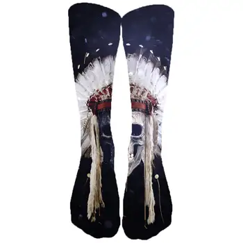 

KYKU Brand Skull Socks Women Punk Socks Animal Indian Sock 3d Feather Stocking Printed Ladies socks Cute Happy New Style