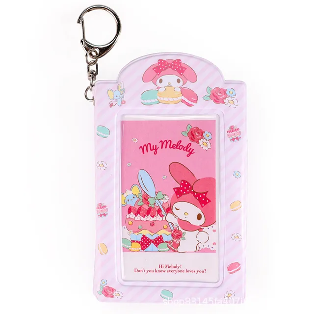 Cartoon Kawaii Card Sleeve Key Chain Cinnamoroll Kuromi Mymelody Bus Card Student Campus Meal Card Protection Cover Bag Pendant 6