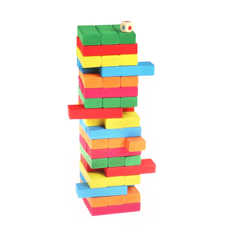 

Wooden Puzzle Casual Multi-color 51 Grain Layers Large Building Blocks Bricks Pro Creative Jenga Desktop Game