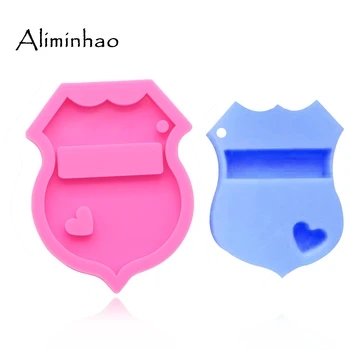 

DY0083 Shiny police badge keychains mold Key chain Pendant clay DIY Jewelry Making epoxy Silicone Resin mold