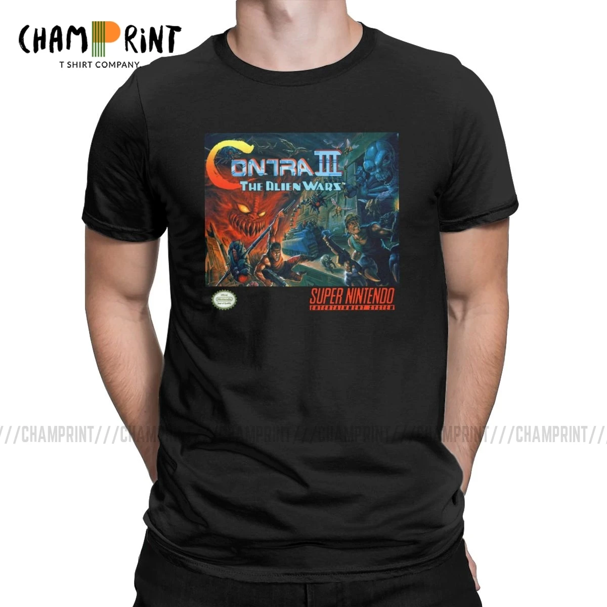 Men Contra III - Alien Wars T Shirts NES Retro Video Game Cotton Tops Funny Short Sleeve Crew Neck Tee Shirt 4XL 5XL 6XL T-Shirt | Мужская