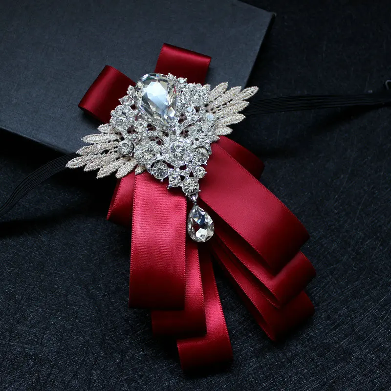Rhinestone Bow Tie Британский мужской и женский галстук-платок со стразами, украшенный кристаллами, винтажный деловой свадебный подарок на Рождество, галстук-бабочка с лентой - Цвет: Rhinestone Bow Tie