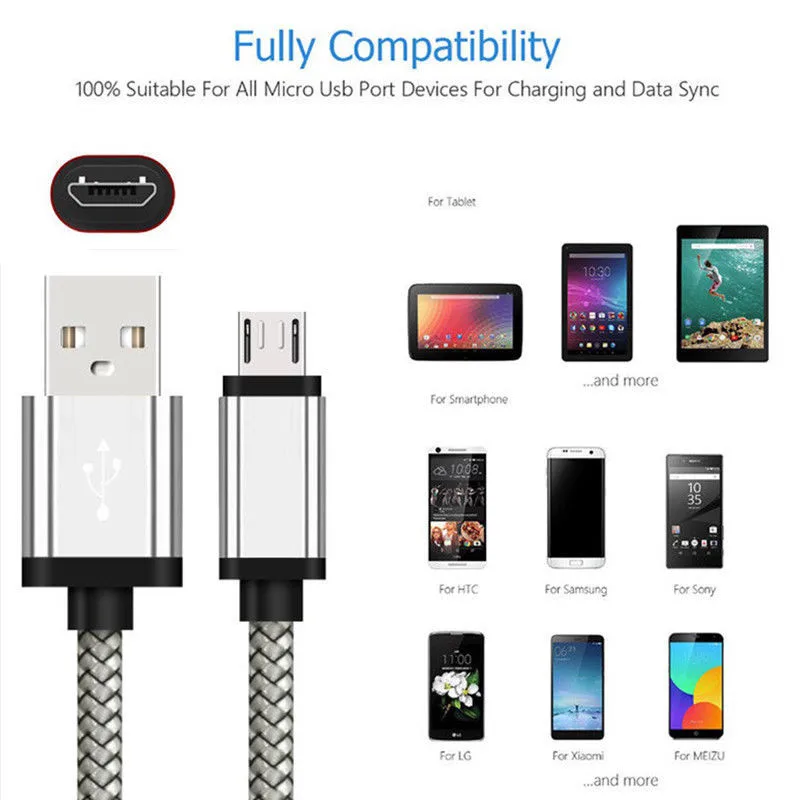 Micro USB кабель 0,2 A быстрая зарядка 1 м 2 м USB зарядное устройство кабель для передачи данных для samsung Redmi MicroUSB Android мобильный телефон провод