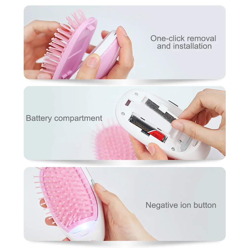 

1 Pcs Portable Negative Ion Hairbrush Mini Hair Brush Massage Detachable Electric Comb CJ666