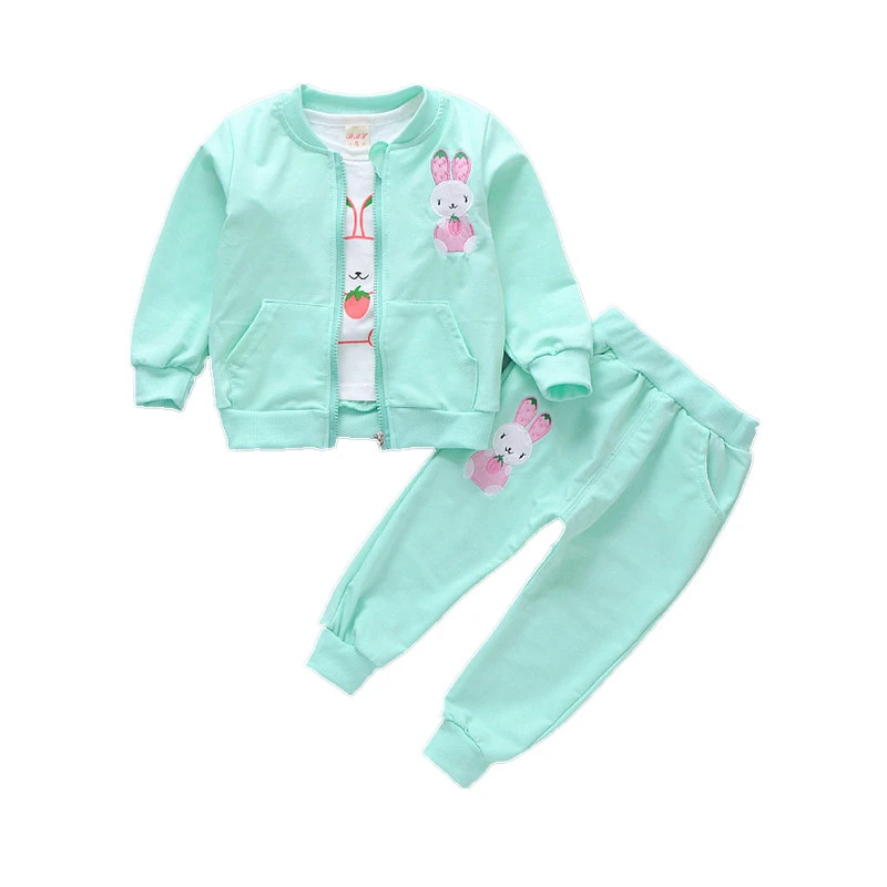 

Spring Autumn Children Cartoon Jacket T Shirt Pants Baby Boys Girls Clothes Suit Toddler Fashion Clothing Kids Casual Sportswear