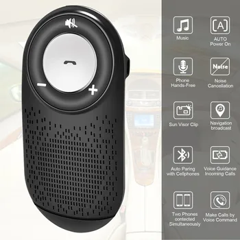 

ET Bluetooth Handsfree Car Speaker Kit Multifunction Bluetooth Speakerphone Handsfree Calling Car Kit Siri and Google Assistant