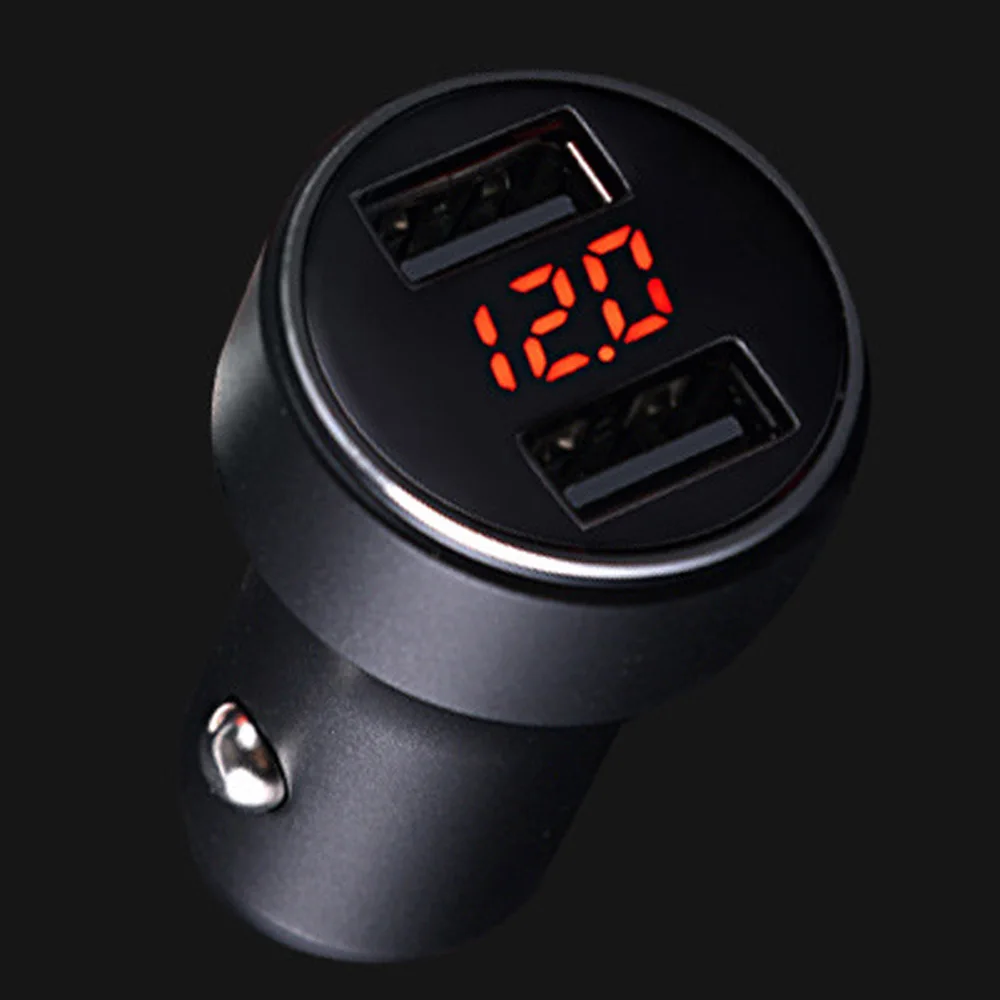Car Auto Cigarette Lighter Mobile Phone Charger 12-24V Dual USB Digital Display