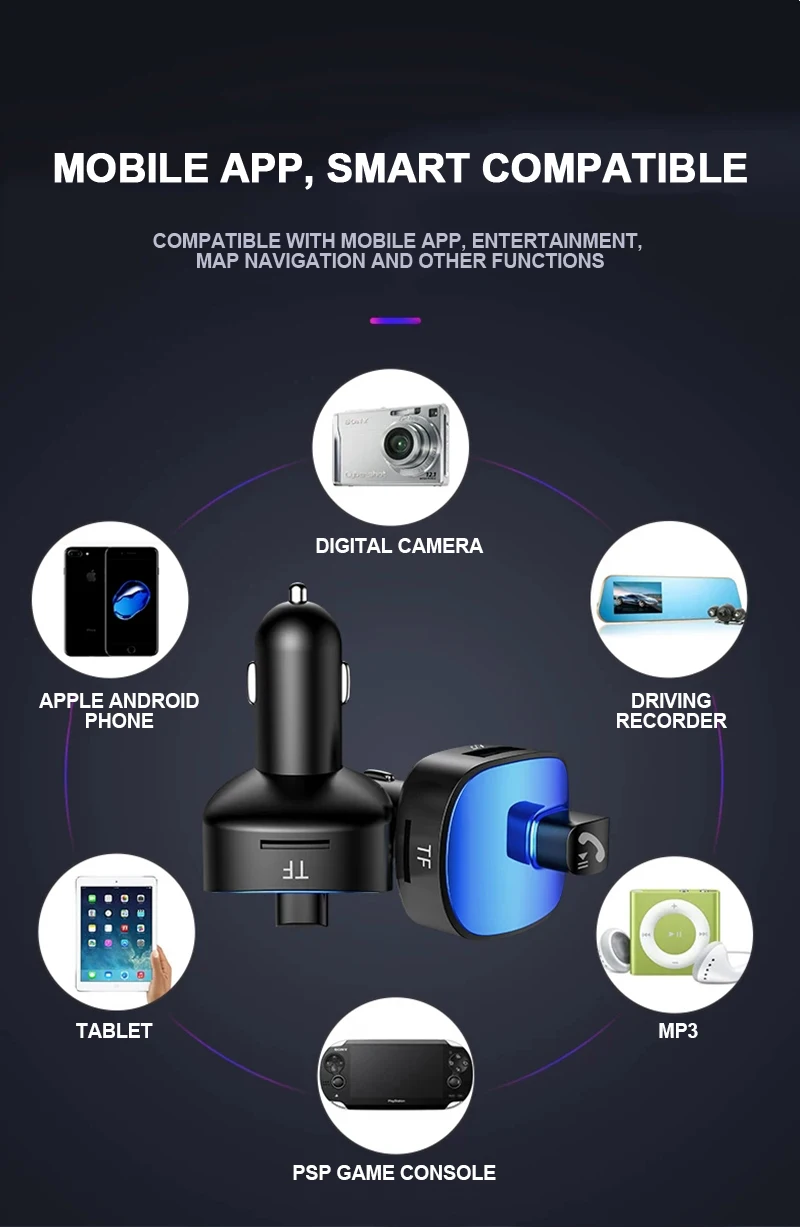 Автомобильный fm-передатчик для автомобиля MP3 Bluetooth музыкальный плеер Handsfree Dual USB Автомобильное зарядное устройство fm-передатчик музыкальный плеер