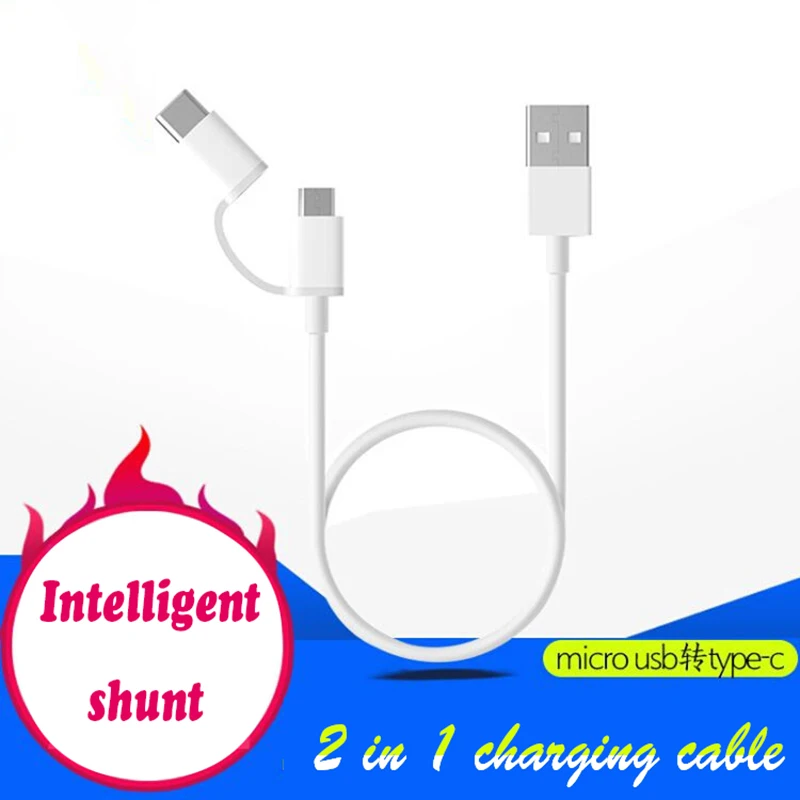 CarXaa 100 см 2 в 1 белый ПВХ Micro usb кабель type-c данных QC 3,0 2.4A Быстрая зарядка USB кабель для huawei Xiaomi OPPO Smartisan