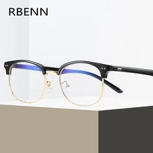 RBENN, синий светильник, блокирующие очки, Ретро стиль, полуоправы, металлические Компьютерные очки, игровые очки, анти-напряжение, головная боль, UV400